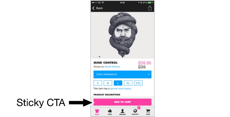 Мобильный UX-дизайн: страничка продукта